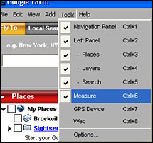 Google Earth measure menu